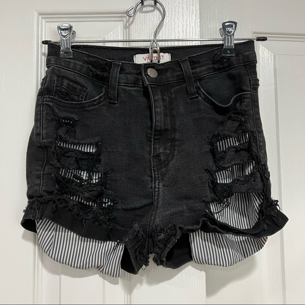 Black ripped short shorts